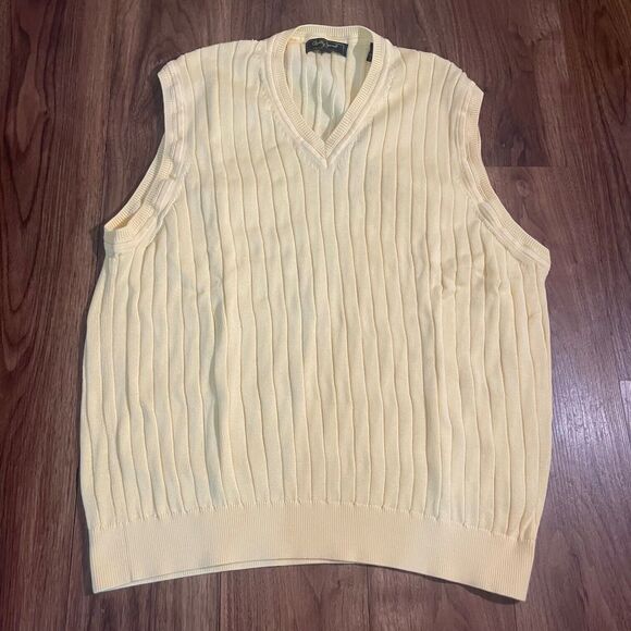 Bobby Jones Sleeveless V-Neck Vest Yellow 100% Cotton Sweater Men's Size 2XL - Picture 1 of 7